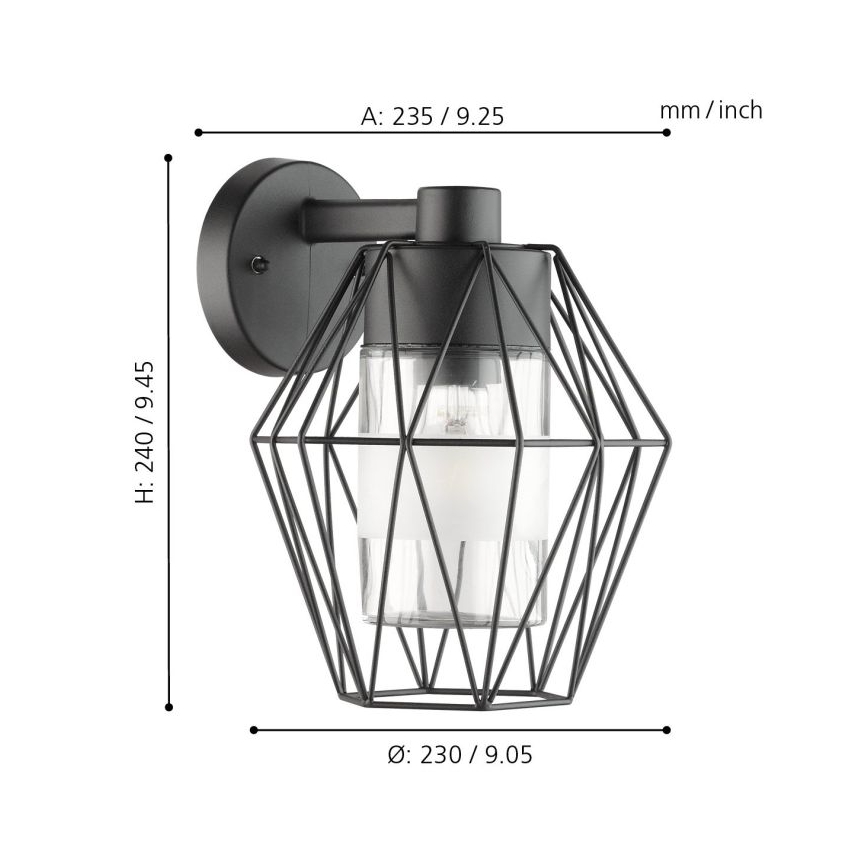 Eglo - Φως τοίχου εξωτερικού χώρου 1xE27/60W/230V IP44