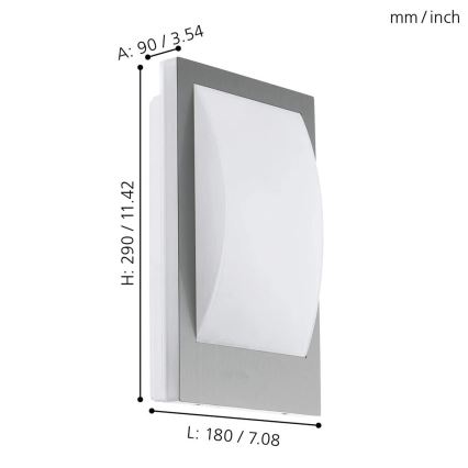 Eglo - LED Dimmable φωτιστικό τοίχου εξωτερικού χώρου 1xE27/9W/230V IP44 ματ χρώμιο