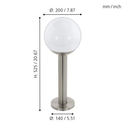 Eglo - LED Ρυθμιζόμενος εξωτερικός φωτισμός NISIA-C 1xE27/9W/230V 525 mm IP44