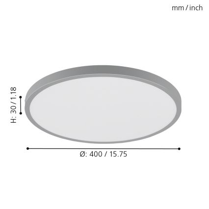 Eglo - Φως οροφής LED 1xLED/25W/230V ασήμι στρογγυλό 4000K