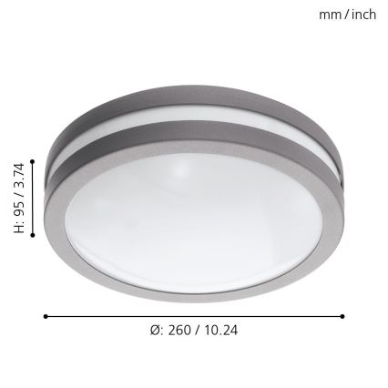 Eglo - Φως οροφής μπάνιου dimmer LED LOCANA-C LED/14W γκρι IP44