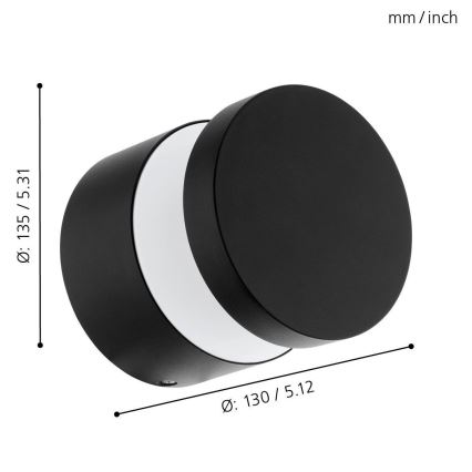 Eglo - LED εξωτερικό επιτοίχιο φωτιστικό LED/11W/230V μαύρο IP44