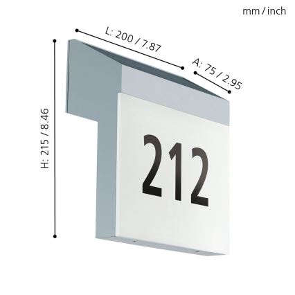 Eglo - Ηλιακό αριθμητικό πινακίδα LED/2W/3,7V 2000 mAh IP44