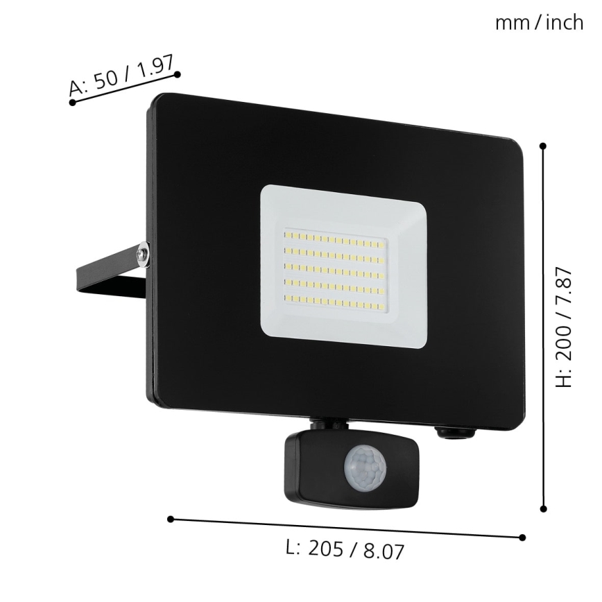 Eglo - Προβολέας LED με αισθητήρα LED/50W/230V IP44