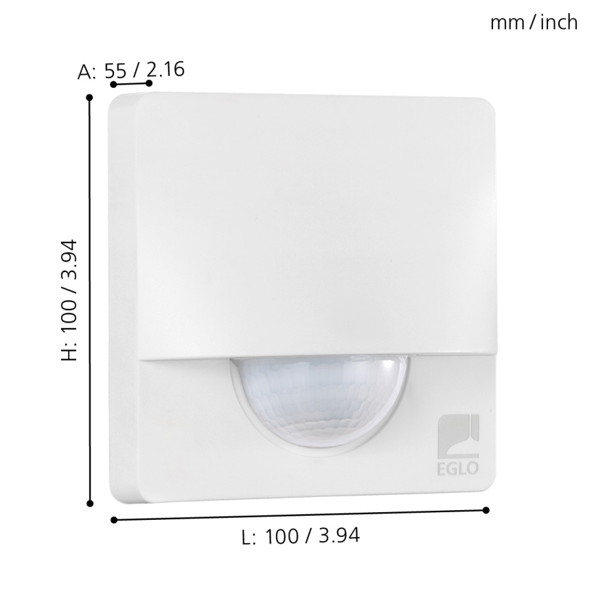 Eglo - Εξωτερικός αισθητήρας κίνησης και λυκόφωτος 1 m λευκός IP44