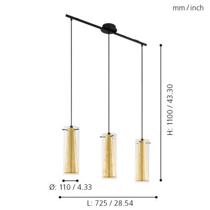 Eglo - Πολύφωτο σε σχοινί 3xE27/60W/230V