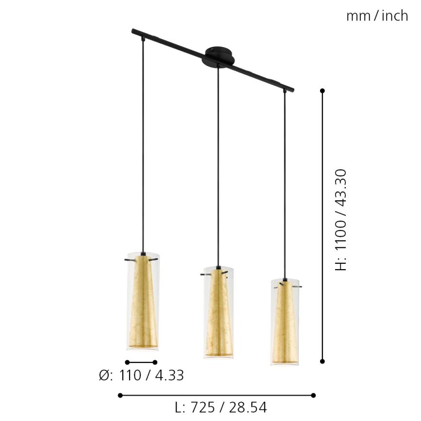 Eglo - Πολύφωτο σε σχοινί 3xE27/60W/230V