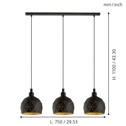 Eglo - Πολύφωτο σε σχοινί 3xE14/40W/230V