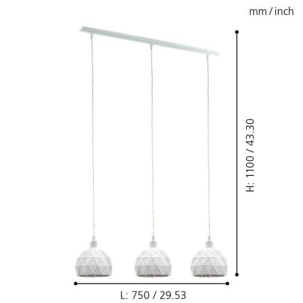 Eglo - Πολύφωτο σε σχοινί 3xE14/40W/230V