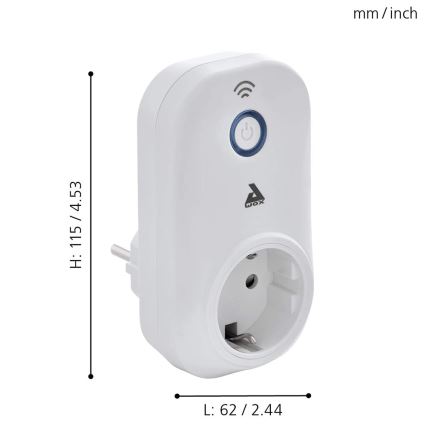 Eglo - Έξυπνη πρίζα Connect φις PLUS 2300W SCHUKO Bluetooth