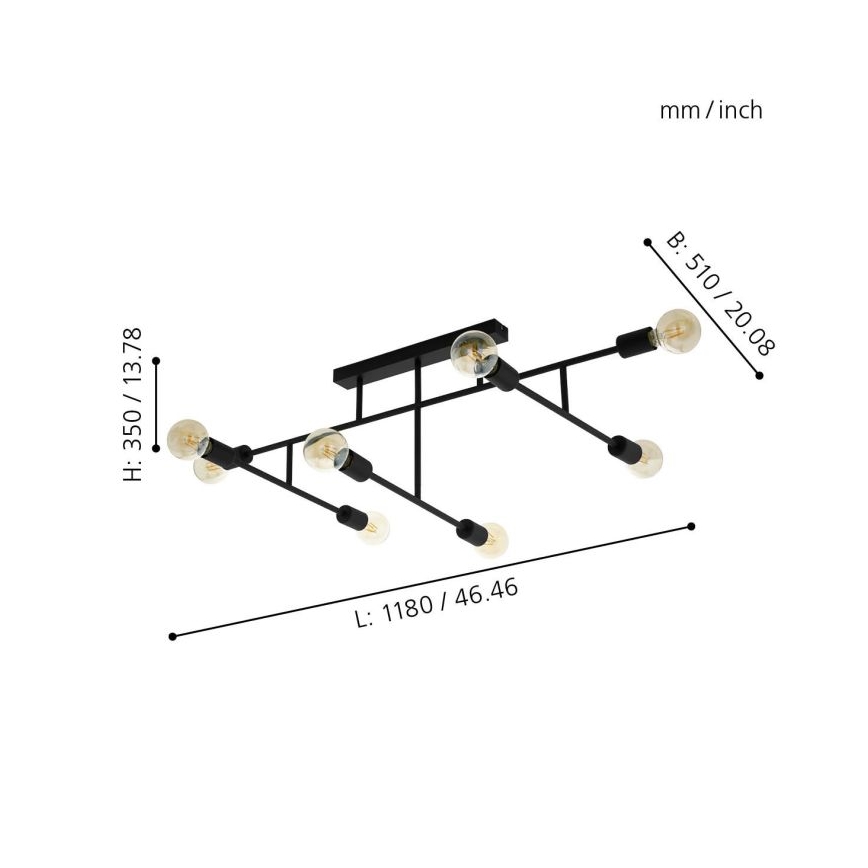Eglo - Συνδεδεμένο πολύφωτο 8xE27/40W/230V μαύρο