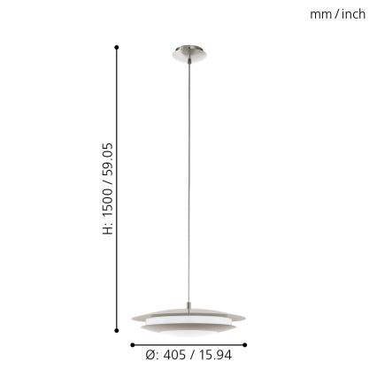 Eglo 98043 - LED RGBW Dimmable κρεμαστό φωτιστικό οροφής MONEVA-C LED/18W/230V