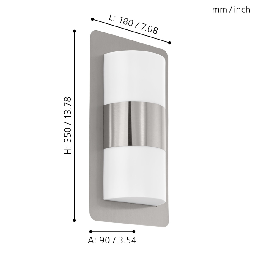 Eglo - Φως τοίχου εξωτερικού χώρου 2xE27/10W/230V χρώμιο ματ IP44