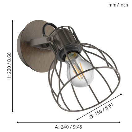 Eglo - Προβολέας τοίχου 1xE27/40W/230V