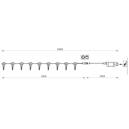 Eglo - LED Εξωτερική διακοσμητική γιρλάντα 9xLED 10m IP65 θερμό λευκό