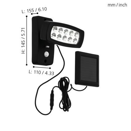 Eglo - Ηλιακό φωτιστικό τοίχου LED με αισθητήρα LED/1,2V 600 mAh IP44
