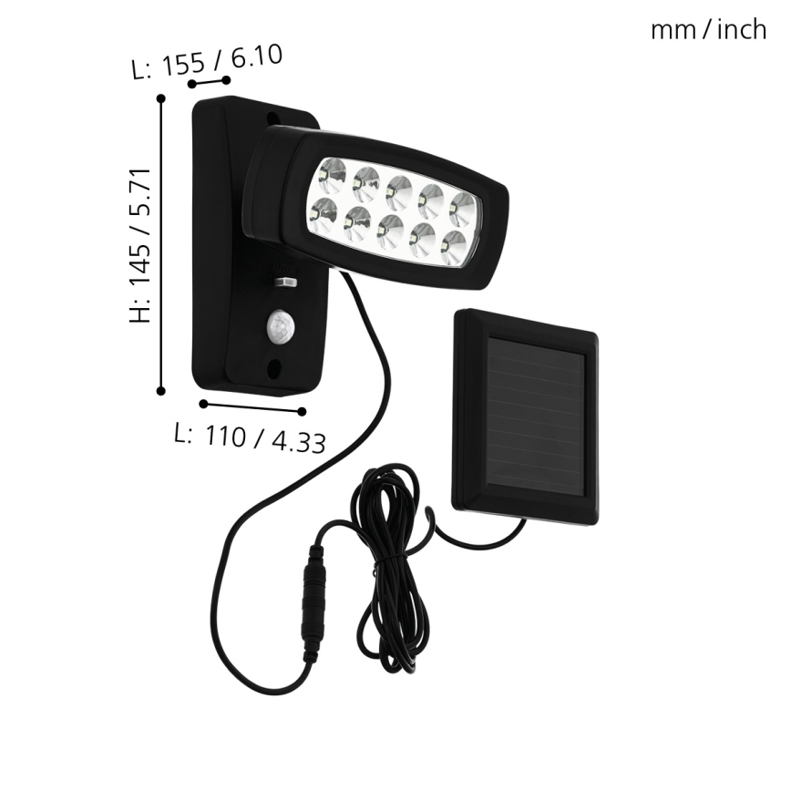 Eglo - Ηλιακό φωτιστικό τοίχου LED με αισθητήρα LED/1,2V 600 mAh IP44
