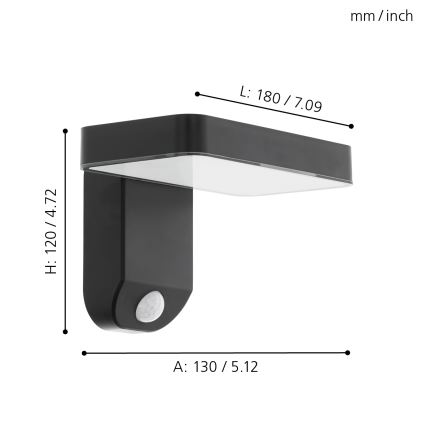 Eglo - Ηλιακό φωτιστικό τοίχου LED με αισθητήρα LED/4,5W/3,7V IP44