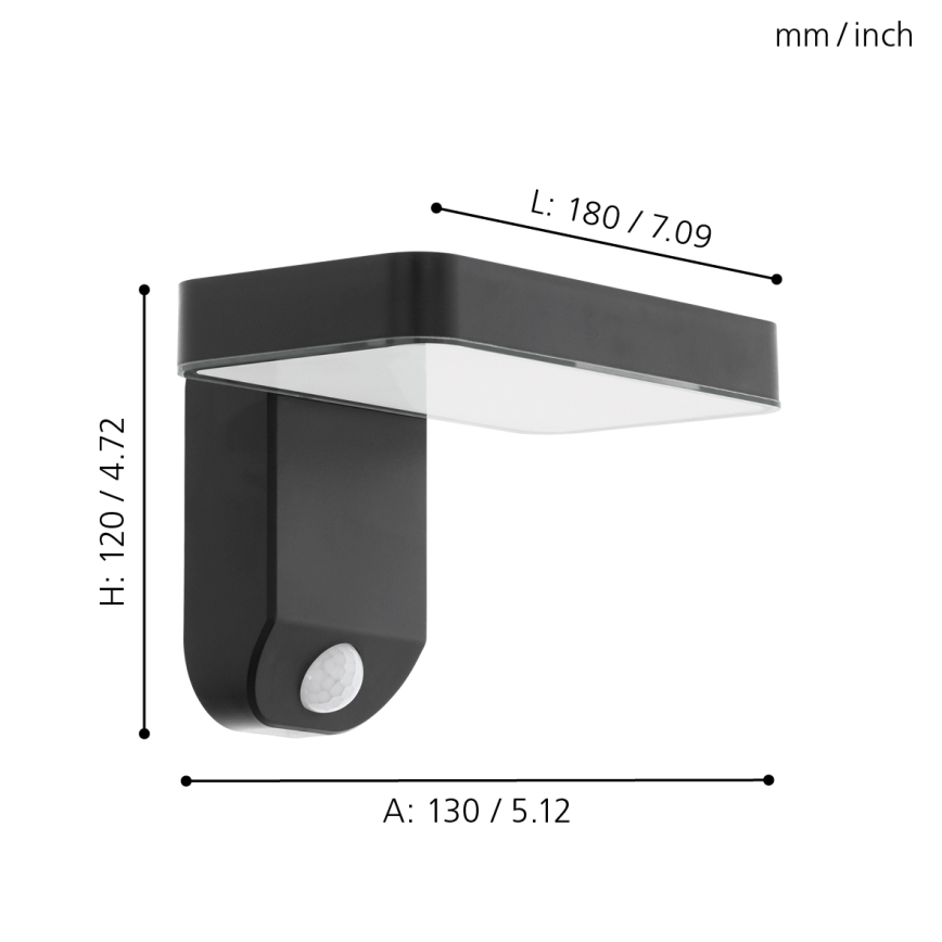 Eglo - Ηλιακό φωτιστικό τοίχου LED με αισθητήρα LED/4,5W/3,7V IP44