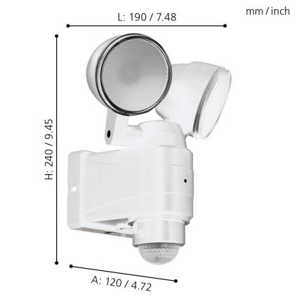 Eglo - LED Εξωτερικό φωτιστικό με αισθητήρα 2xLED/4W/4xLR1 IP44