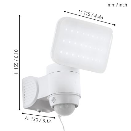 Eglo - Ηλιακό φωτιστικό τοίχου LED με αισθητήρα LED/3,7V 1800 mAh IP44