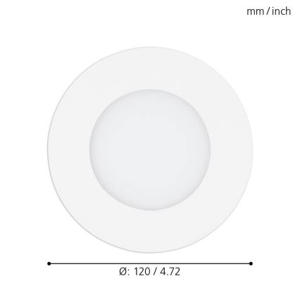 Eglo - Ρυθμιζόμενο εντοιχισμένο φωτιστικό LED 5W/230V με τηλεχειριστήριο, Ø 12 cm