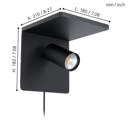 Eglo - Φως τοίχου LED 1xGU10/5W/230V