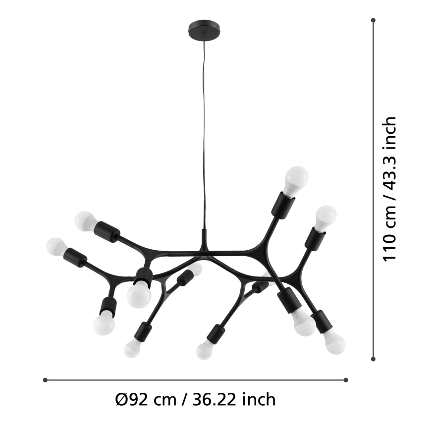 Eglo - Πολύφωτο σε σχοινί 12xE27/60W/230V