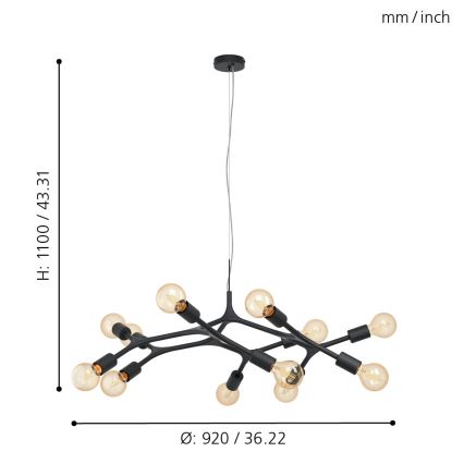 Eglo - Πολύφωτο σε σχοινί 12xE27/60W/230V