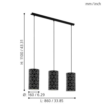 Eglo - Πολύφωτο σε σχοινί 3xE27/40W/230V