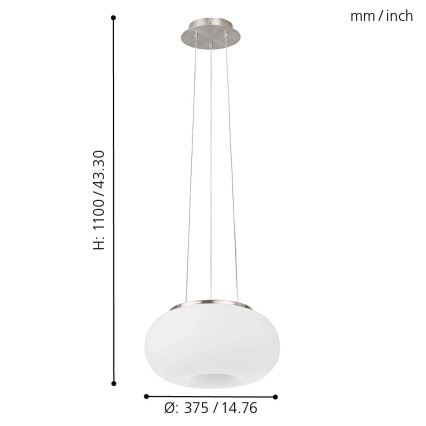 Eglo - LED RGB Κρεμαστό φωτιστικό οροφής ντιμαριζόμενο OPTICA-C LED/21W/230V διάμετρος 37,5 cm