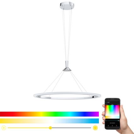 Eglo - LED RGB Κρεμαστό φωτιστικό οροφής ντιμαριζόμενο HORNITOS-C LED/37W/230V + τηλεχειριστήριο