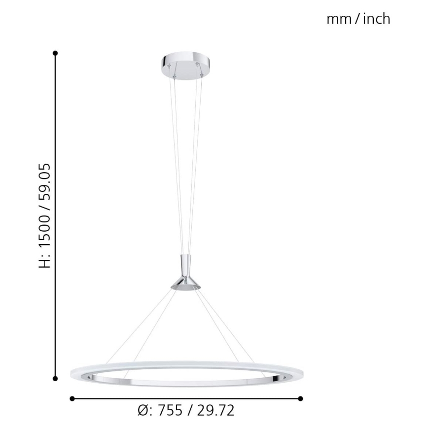 Eglo - LED RGB Κρεμαστό φωτιστικό οροφής ντιμαριζόμενο HORNITOS-C LED/37W/230V + τηλεχειριστήριο