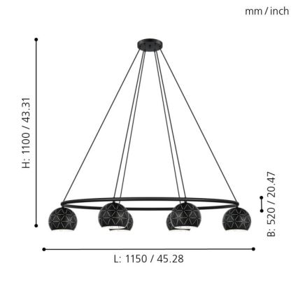 Eglo - Πολύφωτο σε σχοινί 6xE14/40W/230V