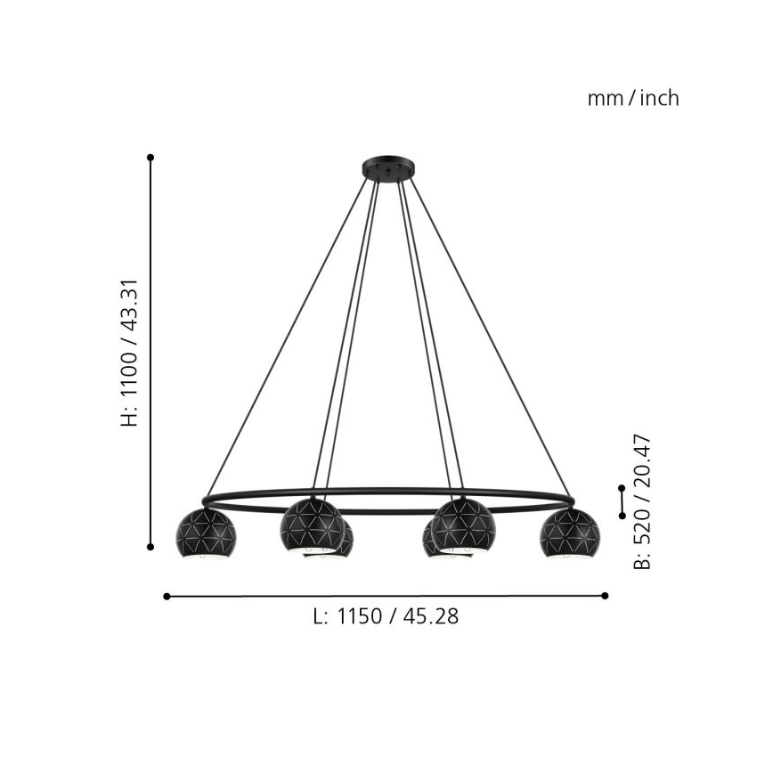 Eglo - Πολύφωτο σε σχοινί 6xE14/40W/230V