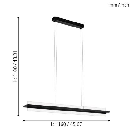 Eglo 98495 - LED Dimmable κρεμαστό φωτιστικό οροφής ράγα  SPADAFORA LED/15W/230V