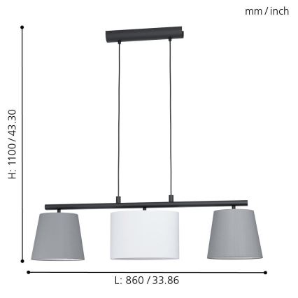 Eglo - LED κρεμαστό φωτιστικό με καλώδιο 3xE14/25W/230V
