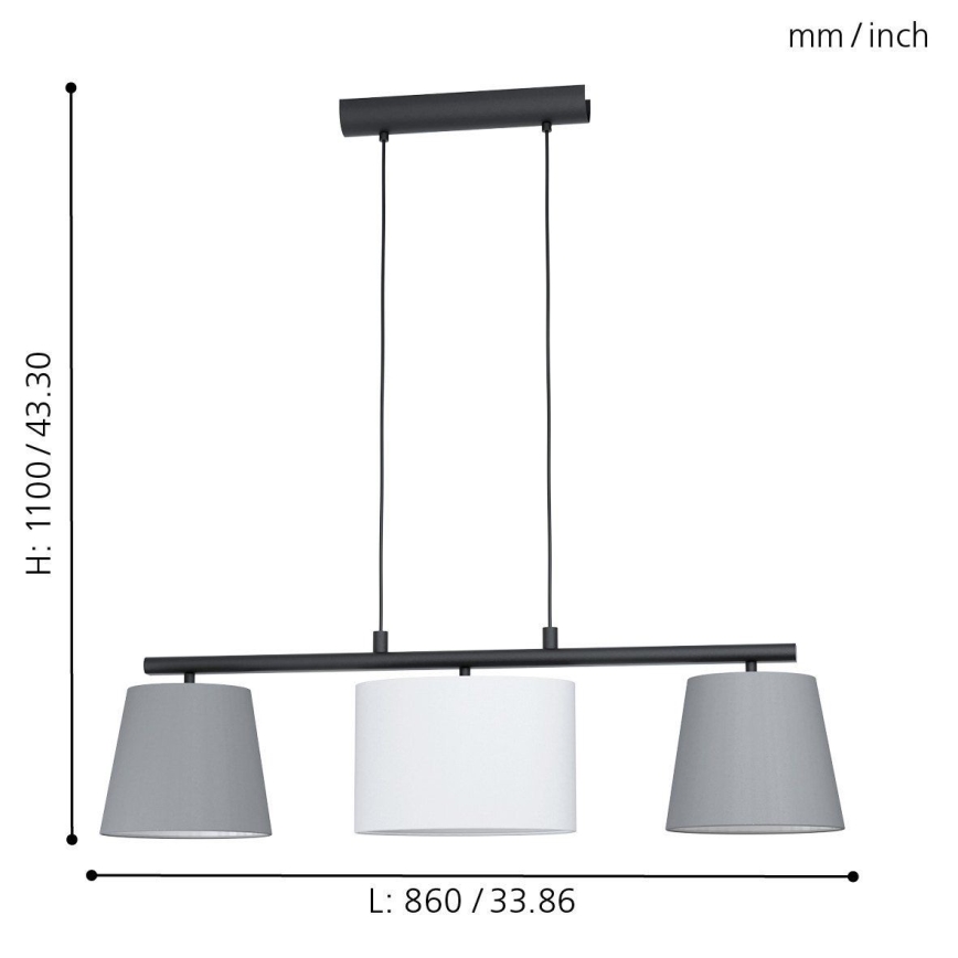 Eglo - LED κρεμαστό φωτιστικό με καλώδιο 3xE14/25W/230V