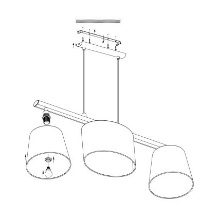Eglo - Πολύφωτο σε σχοινί 3xE14/25W/230V