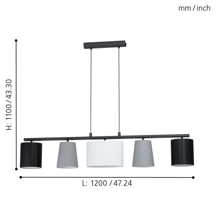 Eglo - Πολύφωτο σε σχοινί 5xE14/25W/230V