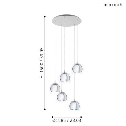 Eglo - Πολύφωτο σε σχοινί 5xE27/28W/230V