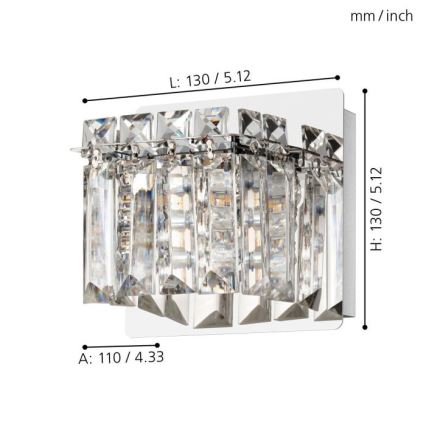 Eglo - Φωτιστικό τοίχου LED 1xG9/3W/230V γυαλιστερό χρώμιο