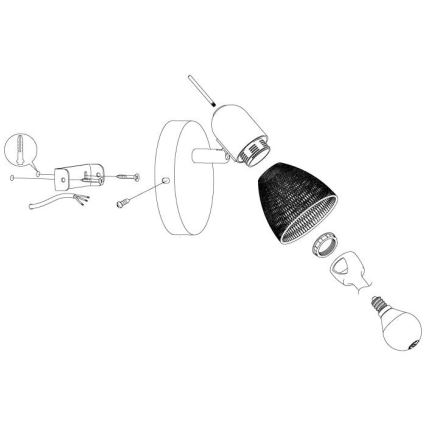 Eglo - Προβολέας τοίχου 1xE14/28W/230V