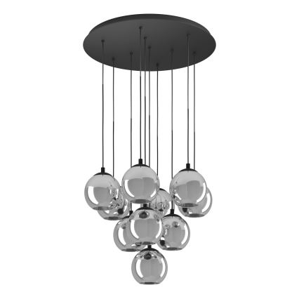 Eglo - Κρεμαστό φωτιστικό με καλώδιο 10xE27/40W/230V μαύρο/γυαλιστερό χρώμιο