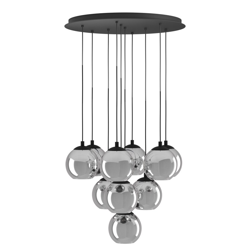 Eglo - Κρεμαστό φωτιστικό με καλώδιο 10xE27/40W/230V μαύρο/γυαλιστερό χρώμιο