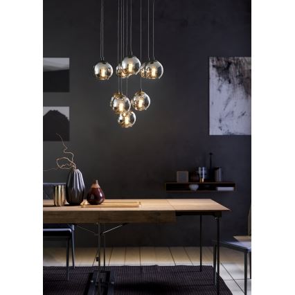 Eglo - Κρεμαστό φωτιστικό με καλώδιο 10xE27/40W/230V μαύρο/γυαλιστερό χρώμιο