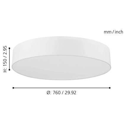 Eglo - LED RGB dimmable φωτιστικό οροφής ROMAO-C LED/42W/230V + τηλεχειριστήριο