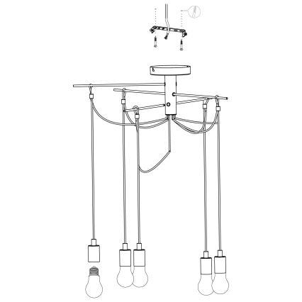 Eglo - Κρεμαστό φωτιστικό οροφής 6xE27/60W/230V spider