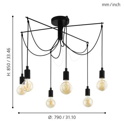 Eglo - Κρεμαστό φωτιστικό οροφής 6xE27/60W/230V spider