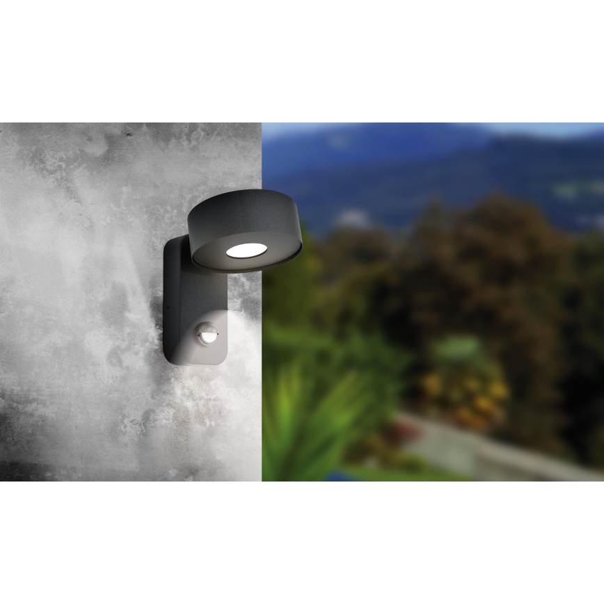 Eglo - Φως τοίχου εξωτερικού χώρου LED με αισθητήρα LED/6W/230V IP44